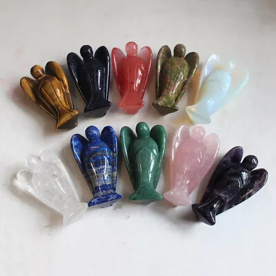 £17.99 • Buy 3  Natural Gemstone Chakra Healing Crystal Carved Pocket Guardian Angel Poem