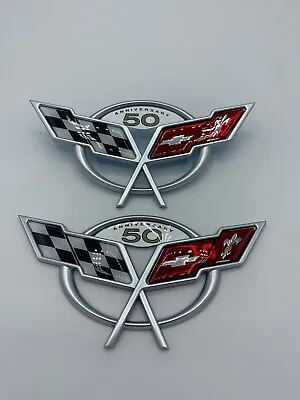 2x For Front / Rear 1997-2004 Corvette C5 Emblems Badges 50TH Anniversary Chrome • $36.11