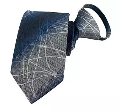  Zipper Ties For Men 2.76 Inch Classic Woven Silk Zip Necktie Pre-tied Gray • $18.21