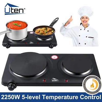 £30.99 • Buy 2250w Portable Electric Cooker Double Hob Hot Plate Table Top Black Hotplate