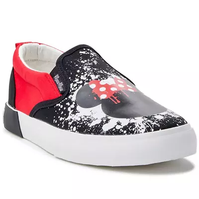 Disney Minnie Mouse Twin Gore Flat Slip-On Shoes Red/Black/White Women's Size 9 • $48.95