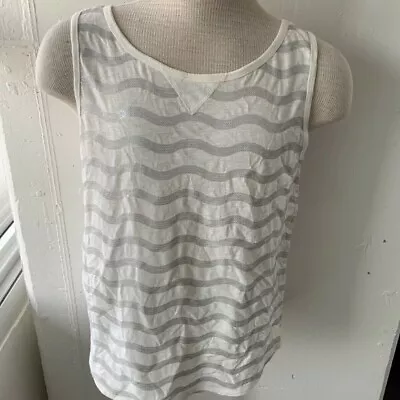 Anthropologie C. Keer White Tank W/Silver Sequins Womens L NWT • $15