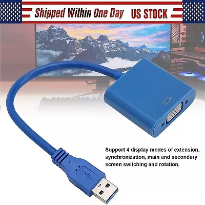 1080P USB 3.0 To VGA Converter Cable Video Display Adapter For Monitor Projector • $8.99