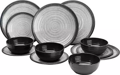£39.95 • Buy Flamefield Granite 12 Piece Melamine Tableware Dinner Picnic Set Caravan Camping