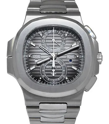 Patek Philippe Nautilus 5990 Chrono/GMT Steel Black Dial Watch B/P '19 5990/1A • $138500