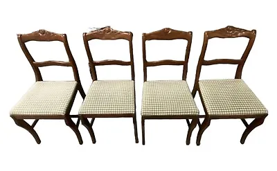 4 Vintage Set Carved Wooden Dining Chairs Farmhouse French County Buyer$Shipping • $295