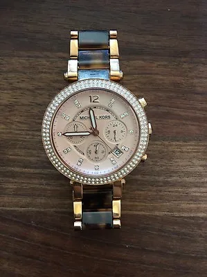 Michael Kors Women's Tortoise Rose Gold Swarovski Quartz Watch MK5538 • $70