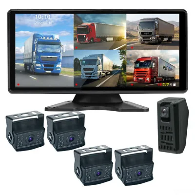 10.36  QUAD MONITOR DVR DASH CAM+4x SIDE REAR VIEW CAMERA 128GB FOR TRUCK RV VAN • $279