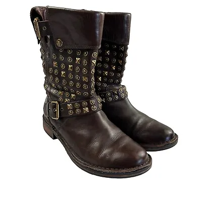 Ugg Brown Conor Leather Studded Boots Size 7.5 1003605 Women Moto Biker • $59.66