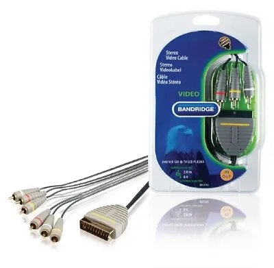 2m Scart In Out To 6 X Rca Phono Red White Yellow Plugs Cable Composite Av Lead • £5.59