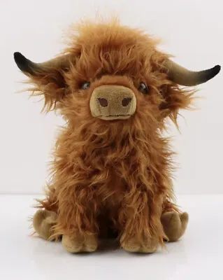 Cuddly 27CM/11'' Highland Cow Plush Toy Fluffy Soft Hug BROWN Free UK Delivery • £10.99