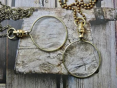 Magnifying Glass Necklace Brass Pendant • $18.99