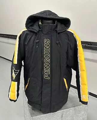 Vintage 90s Starter Pittsburgh Penguins NHL  Zip Up Puffer Jacket Men’s XL • $99