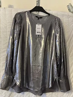 £16.99 • Buy Next Metallic Silver Long Sleeve Top Size 12
