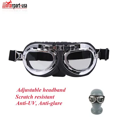 Motorcycle Aviator Vintage Retro Goggles Clear Lens Eyewear Motocross Racing • $8.54
