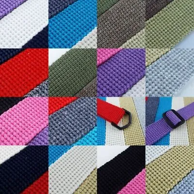 14 COLOUR 25mm Cotton Mix Webbing 2mm Thick Bag Handle Strap Lead BUY 1 2 4m 437 • £3.20