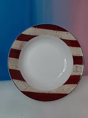 Sakura Colonial American Flag Warren Kimble 1997 Serving Bowl 9 1/2  Black Trim • $25