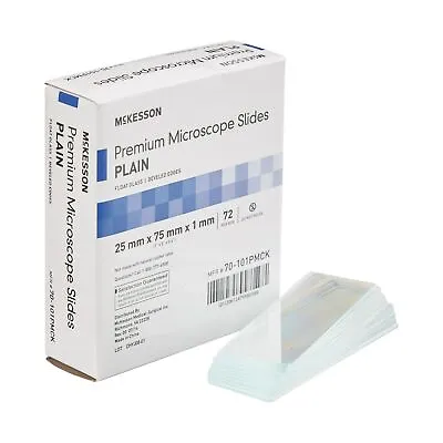 McKesson Glass Microscope Slides 25 X 75 X 1 Mm Plain 72 Pcs • $11.98