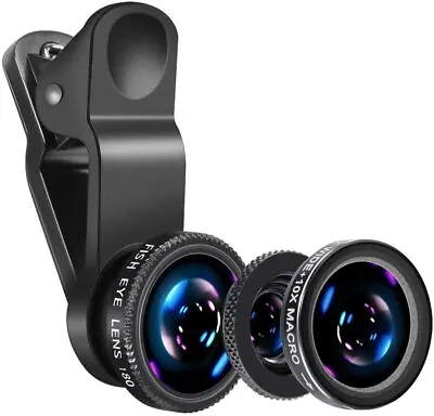 £16.95 • Buy Mobile Phone Camera Lens Kit Phone Lens With Fish Eye Lens + Macro Lens + Wide