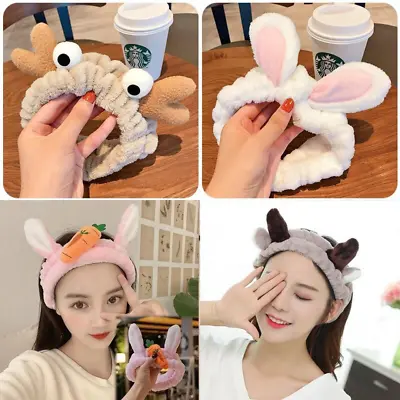 Cute Wash Face Pack Makeup Hair Holder Soft Bunny Ears Girls Cosmetic Headband • £9.63