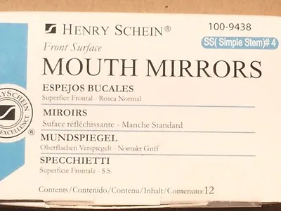 Dental Henry Schein  Mouth Mirror Front Surface Simple Stem #4  12/Box Miltex • $14.99