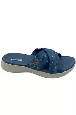 Skechers On-the-GO Patriotic Slide Sandals Starry Light Denim • $37.99