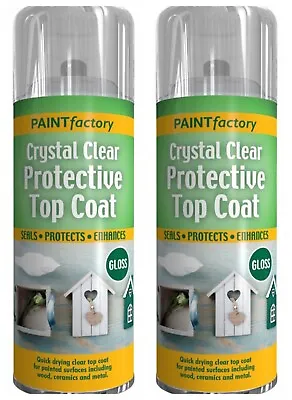 £9.45 • Buy  2x 400ML Clear Protective Top Coat UV Proof Spray Paint Gloss Seals Protects