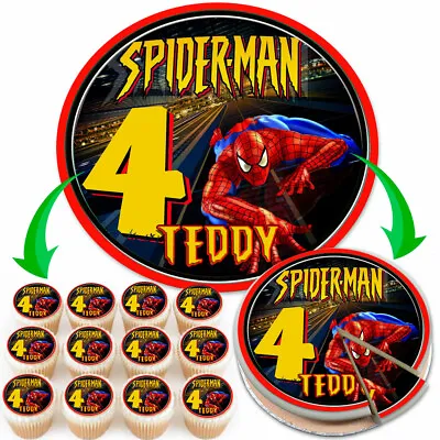 Spiderman Birthday Personalised Edible Cake Topper & Cupcake Toppers E037 • £3.39