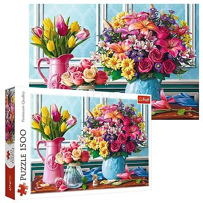 £10.49 • Buy Trefl 1500 Piece Adult Large Fresh Flowers In Vases Roses Tulips Jigsaw Puzzle