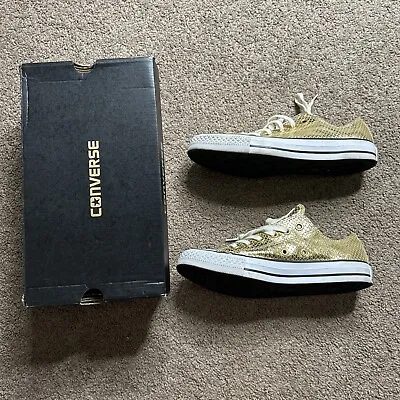 Women’s Size 7 Converse All Star Gold Low Top Textured Sneakers Metallic Shiny • $33.96