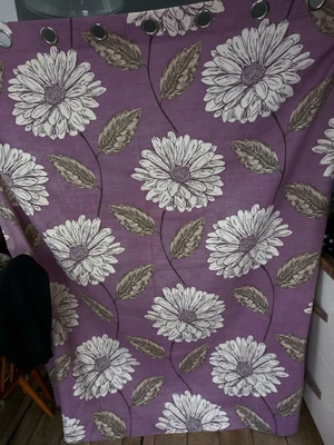 £9.99 • Buy Mauve/Purple Retro 60's  70's Flower Power Eyelet Lined Curtains - 64 W X 76 L