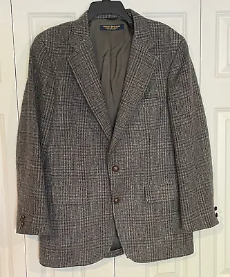 Vtg Brooks Brothers Brooksgate 41R Gray Plaid Wool Blazer Jacket Sports Coat • $45