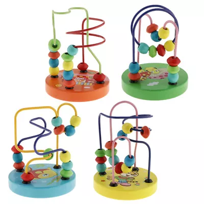 Children Baby Fun Wooden Around Beads Maze Educational Roller Coaster Game Toy • £9.35