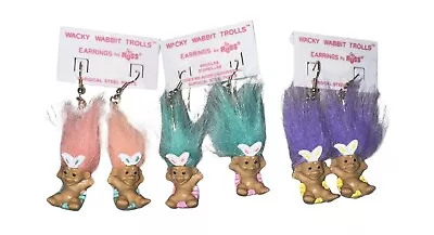 3 Pair-EASTER WACKY WABBIT / RABBIT EARRINGS - 2  Russ Troll Dolls! • $26