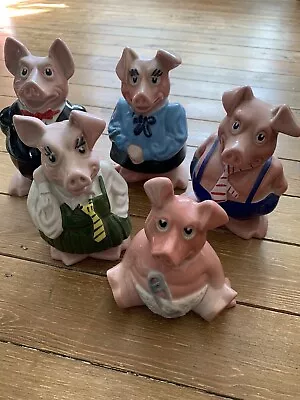 NATWEST PIGS FULL SET 5 WADE PIGGY BANKS Money Boxesexcellent Condition • £50