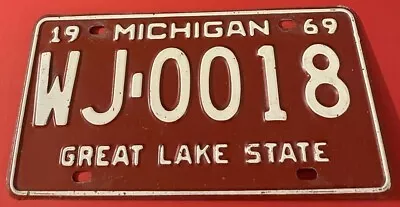 Vintage 1969 Michigan License Plate WJ 0018 • $39.99