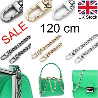 £5.47 • Buy 120cm Flat Metal Replacement Chain For Cross Body Shoulder Bag Handbag Strap