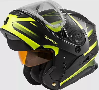 Gmax MD-01S Modular Snowmobile Helmet Heated Shield Hi Vis M L  2X 3X E72-6291 • $183.96