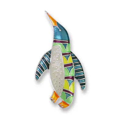 Zarah Penguin Radiance Multi-Color Pin Enamel Sterling Silver Plated W/Gift Box • $22.09