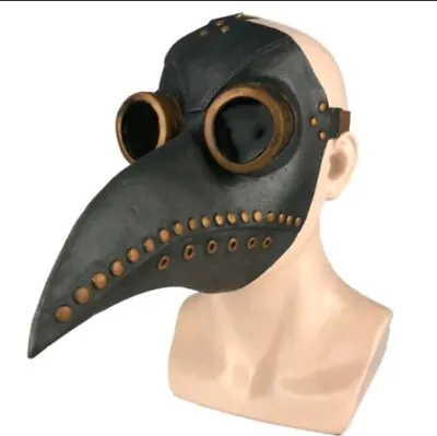 Adult/Child Plague Doctor Mask Latex Deluxe Halloween Steampunk Gas Mask Props • £6