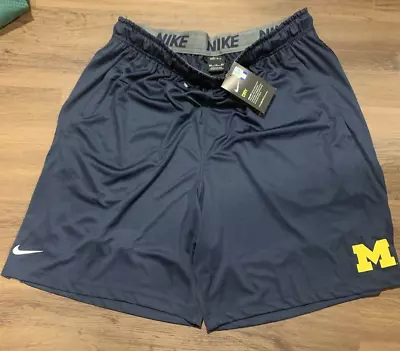 NIKE MICHIGAN WOLVERINES College Primary Logo 2.0 Fly Shorts - 2XL DRI FIT NAVY • $44