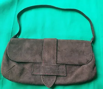 Jaime Mascaro Vintage Brown Suede Clutch Bag Blue Lining Strap. 12.5  X 6 .  • £25
