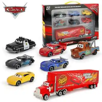 7pcs Cars Lightning McQueen Racer Car&Mack Truck Kids Toy Collection Set Gifts • £16.59