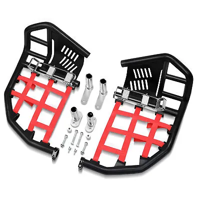 For Yamaha YFZ 450 YFZ450 Nerf Bars Pro Peg Heel Guard Black Bars With Red Nets • $169.65