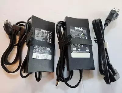 LOT OF 2 OEM DELL PA-3E 90W AC Power Adapter Charger 19.5V 4.62A +Power Cables • $12.99