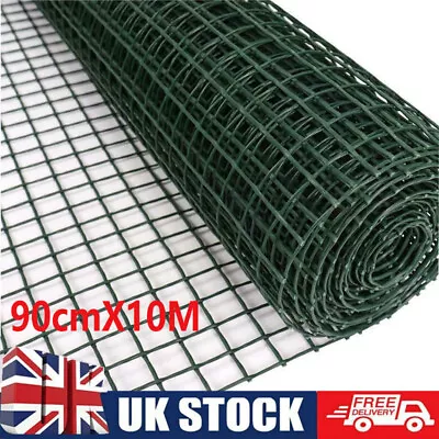 £91.19 • Buy 10-50M PVC Coated Wire Mesh Fencing 0.9M Height Green Galvanised Garden Fence UK