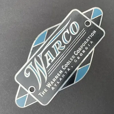 Vtg WARCO Warren Cooler Advertising Nameplate Enameled Brass Badge Atlanta • $19.95