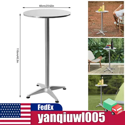 Round Cocktail Bar Table Metal Base Tall Bistro Pub Table Adjustable Height • $59.85