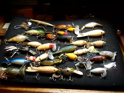 Lot Of 30 Vintage Fishing Lures Some Wood • $95