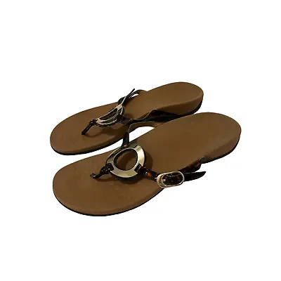 £26.50 • Buy Vionic Orthaheel Karina Animal Print Metal Ring Toe Post Thong Sandals Size 8